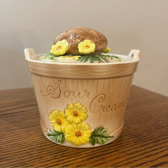 Vintage MCM Sour Cream Baked Potato Japan Made Ceramic Container - Picture 1 of 12